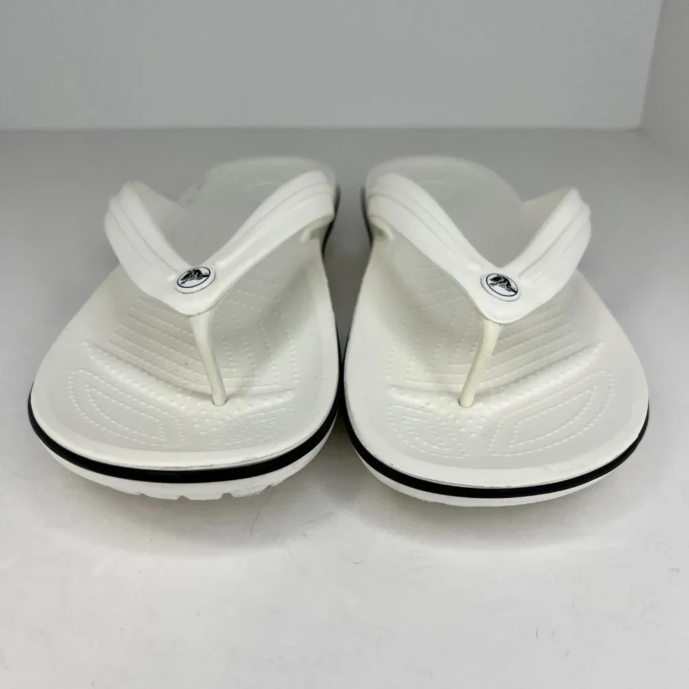 Crocs Mens Crocband Flip Flop Sandal Size 12 White Lightweight Slip On Summer